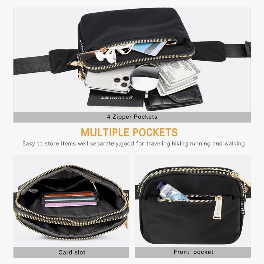 Pebbled Black Leather Crossbody Belt Bag - Picture 5 of 9